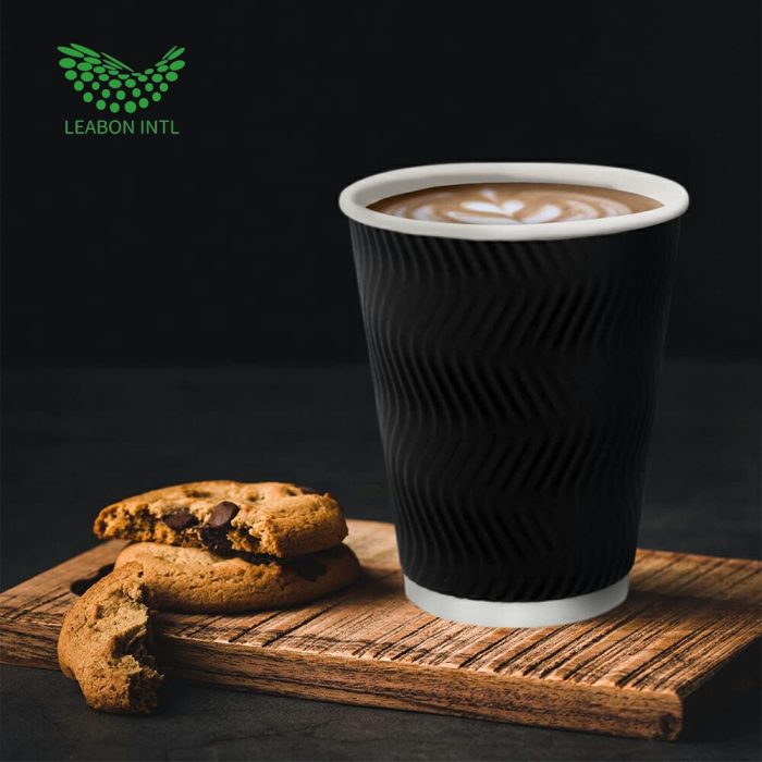 Custom insulated disposable paper coffee cups with lid - Image 6