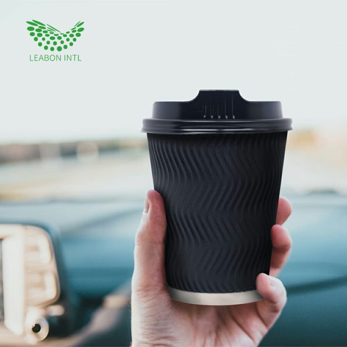 Custom insulated disposable paper coffee cups with lid - Image 5
