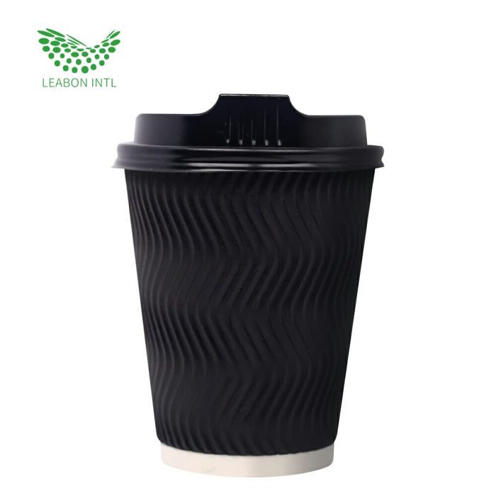 Custom insulated disposable paper coffee cups with lid - Image 4