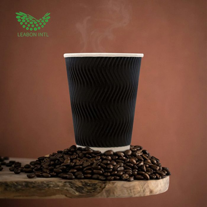 Custom insulated disposable paper coffee cups with lid - Image 2