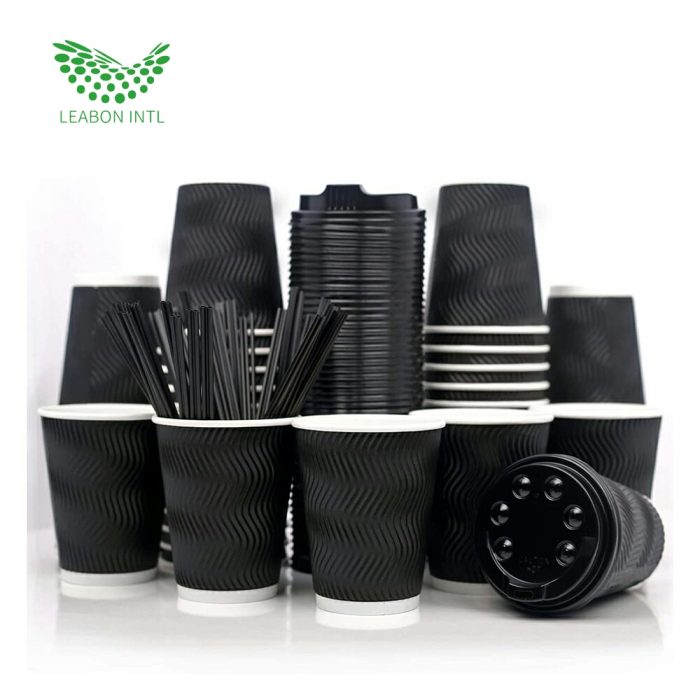 Custom insulated disposable paper coffee cups with lid