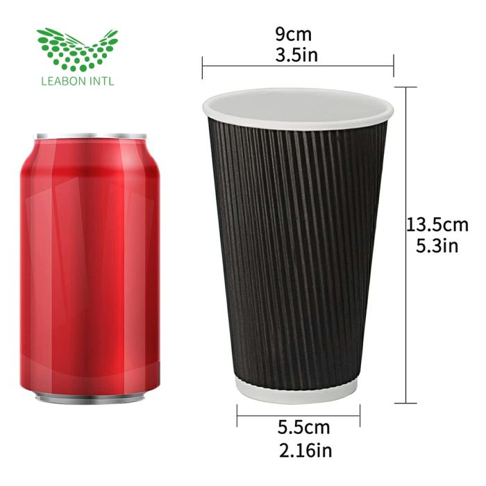 Custom insulated black paper coffee cups with lid - Image 6