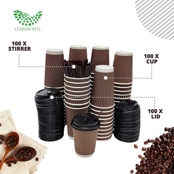 Disposable biodegradable paper coffee cups with lid - Image 4