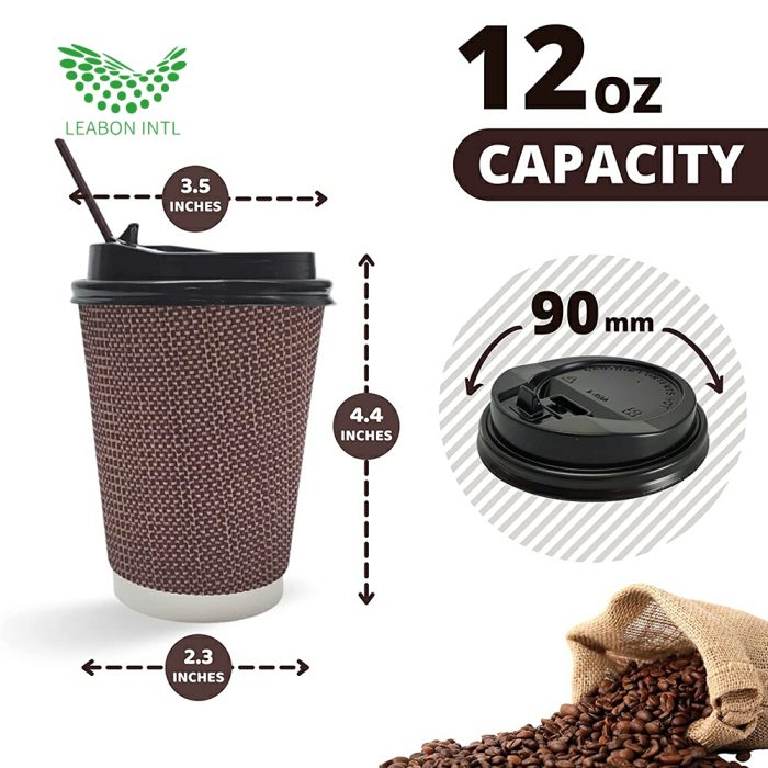 Disposable biodegradable paper coffee cups with lid - Image 6