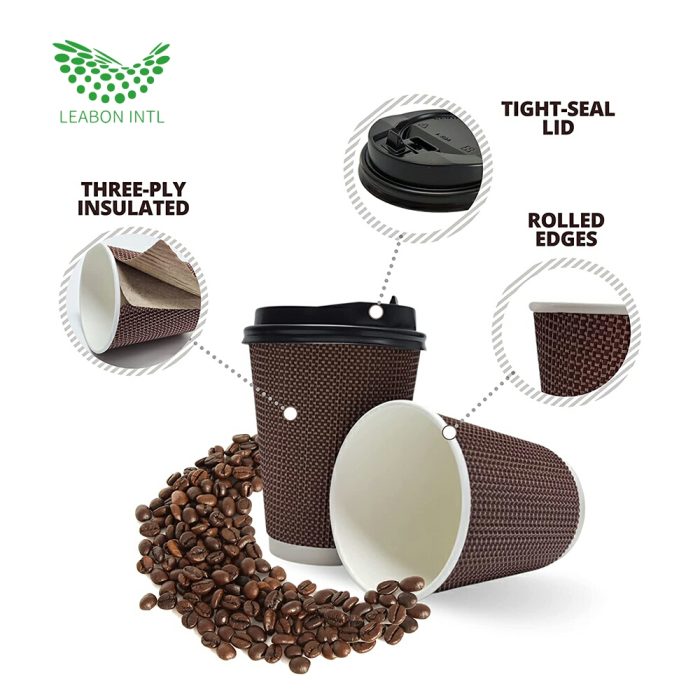 Disposable biodegradable paper coffee cups with lid - Image 7
